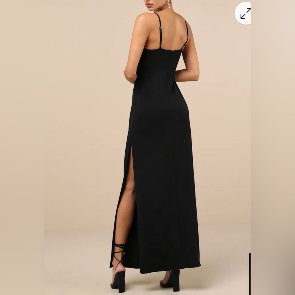 Lulu's Classic Black Column Maxi Dress Designer Women’s size Small - Picture 3 of 14